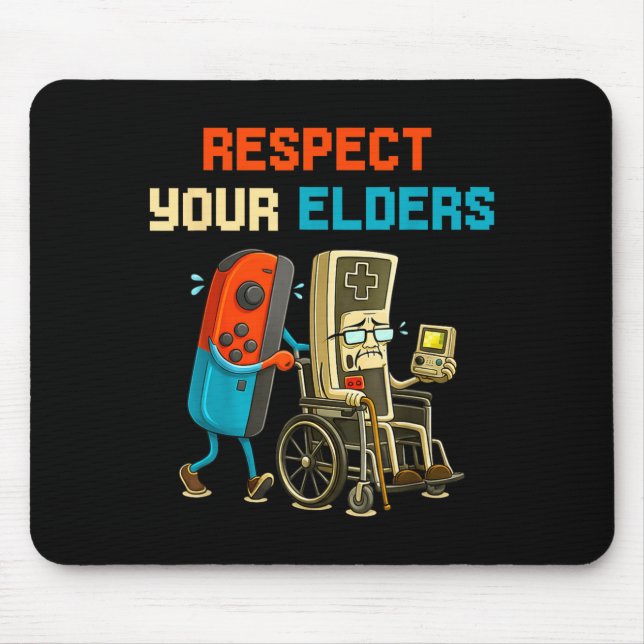 Tapis De Souris Respect Your Elders Retro Gaming Funny Gamer Contr (Devant)