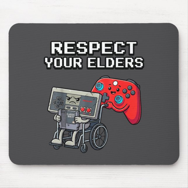 Tapis De Souris Respect Your Elders Retro Gaming Funny Gamer Contr (Devant)