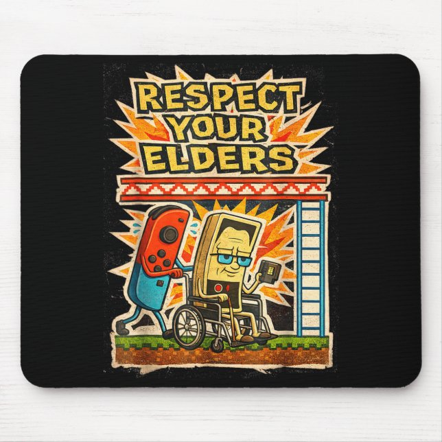 Tapis De Souris Respect Your Elders Retro Gaming Funny Gamer Contr (Devant)