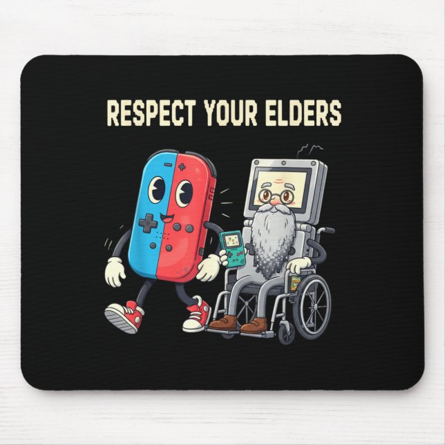 Tapis De Souris Respect Your Elders Retro Gaming Funny Gamer Contr (Devant)