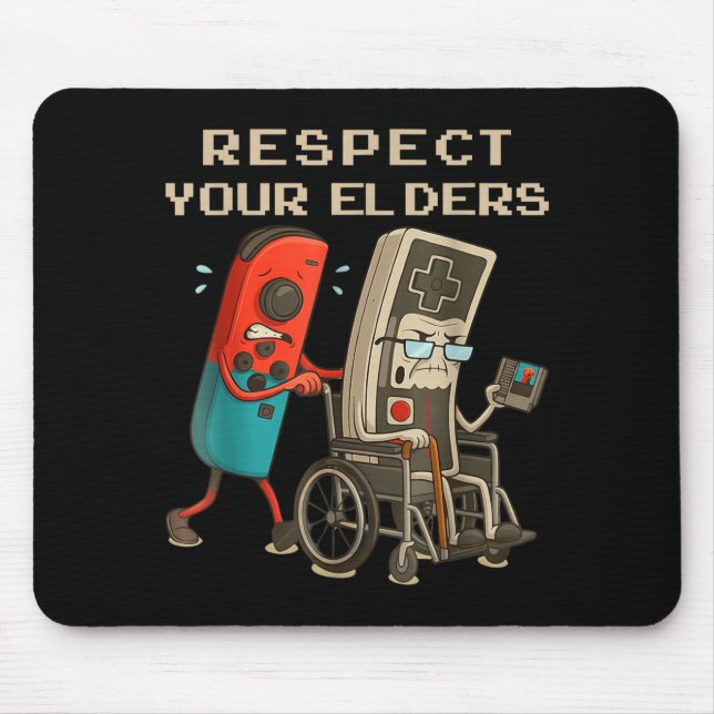 Tapis De Souris Respect Your Elders Retro Gaming Funny Gamer Contr (Devant)