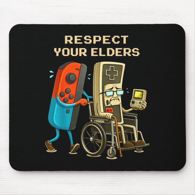 Tapis De Souris Respect Your Elders Retro Gaming Funny Gamer Contr (Devant)