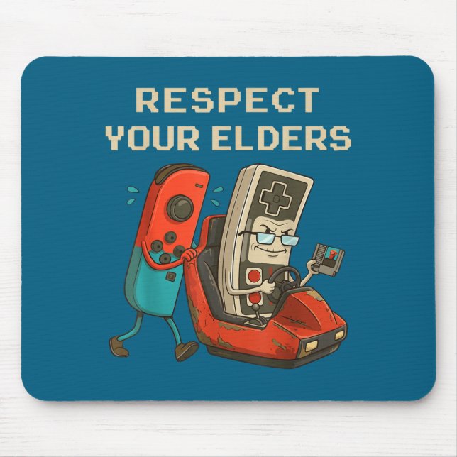 Tapis De Souris Respect Your Elders Retro Gaming Funny Gamer Contr (Devant)