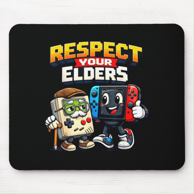 Tapis De Souris Respect Your Elders Retro Gaming Funny Gamer Contr (Devant)