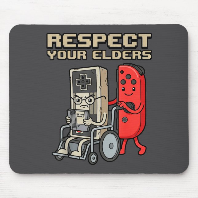 Tapis De Souris Respect Your Elders Retro Gaming Funny Gamer Contr (Devant)