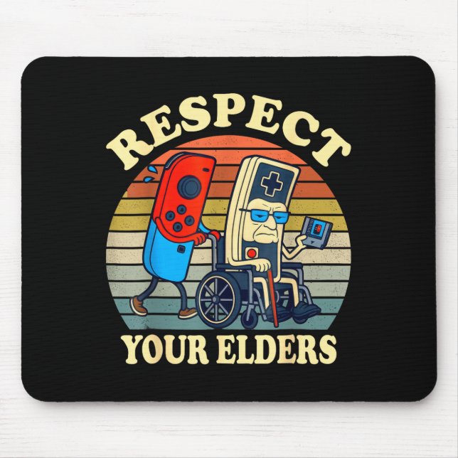 Tapis De Souris Respect Your Elders Retro Gaming Funny Gamer Contr (Devant)