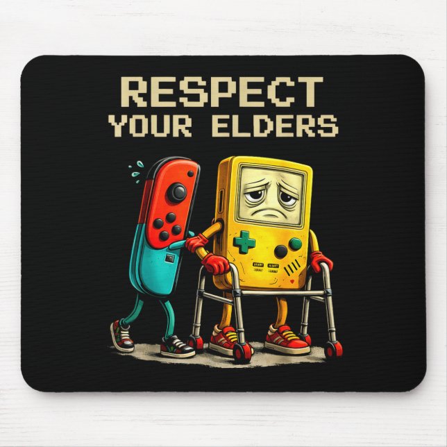 Tapis De Souris Respect Your Elders Retro Gaming Funny Gamer Contr (Devant)