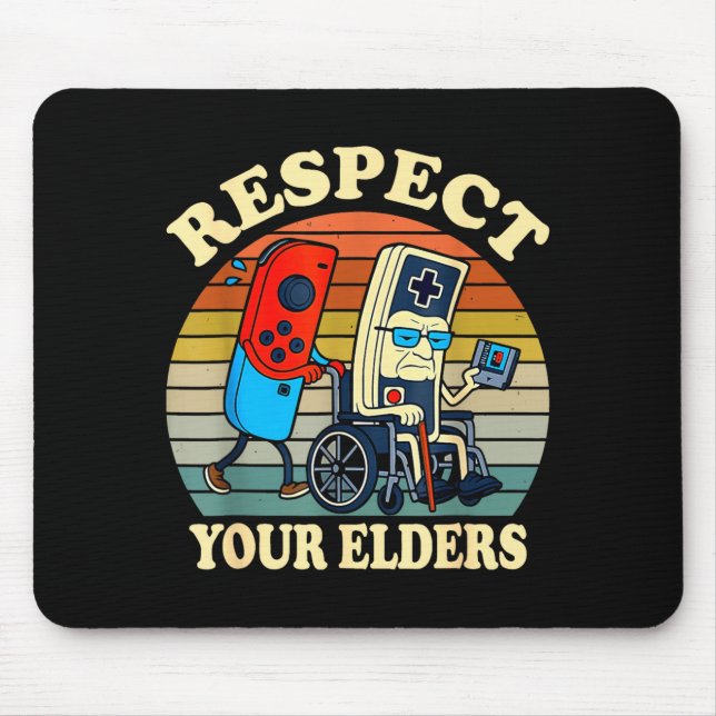 Tapis De Souris Respect Your Elders Retro Gaming Funny Gamer Contr (Devant)