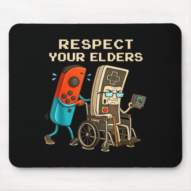 Tapis De Souris Respect Your Elders Retro Gaming Funny Gamer Contr (Devant)