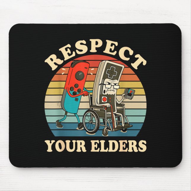 Tapis De Souris Respect Your Elders Retro Gaming Funny Gamer Contr (Devant)