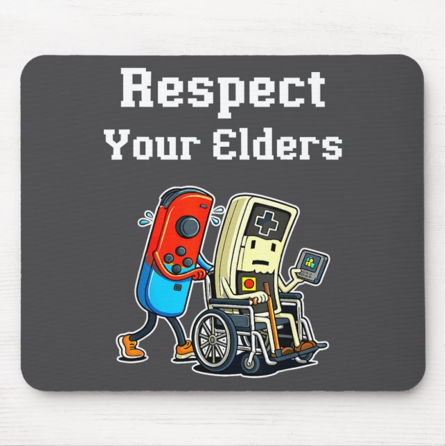 Tapis De Souris Respect Your Elders Retro Gaming Funny Gamer Contr (Devant)