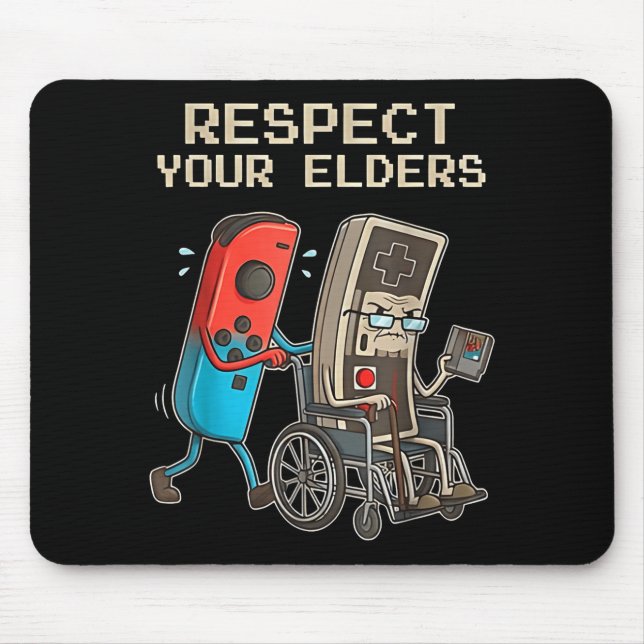 Tapis De Souris Respect Your Elders Retro Gaming Funny Gamer Contr (Devant)