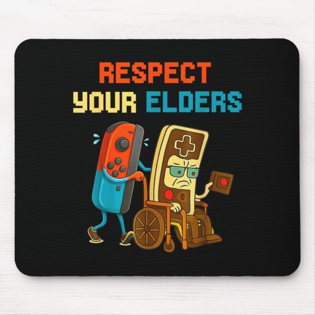 Tapis De Souris Respect Your Elders Retro Gaming Funny Gamer Contr (Devant)