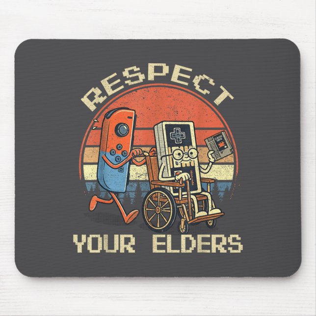 Tapis De Souris Respect Your Elders Retro Gaming Funny Gamer Contr (Devant)