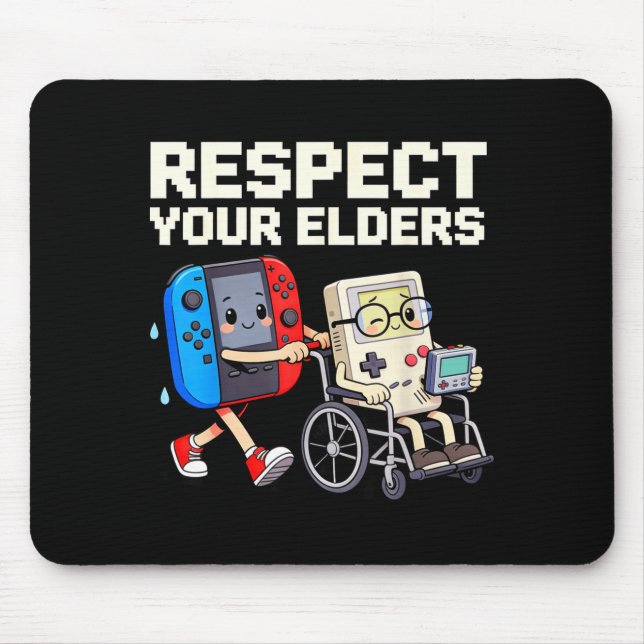 Tapis De Souris Respect Your Elders Retro Gaming Funny Gamer Contr (Devant)