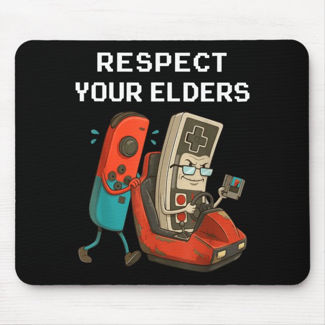 Tapis De Souris Respect Your Elders Retro Gaming Funny Gamer Contr (Devant)