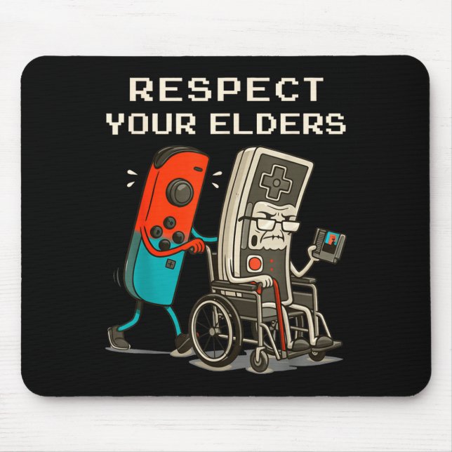 Tapis De Souris Respect Your Elders Retro Gaming Funny Gamer Contr (Devant)