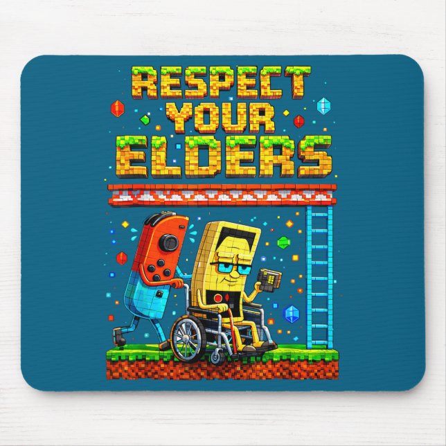 Tapis De Souris Respect Your Elders Retro Gaming Funny Gamer Contr (Devant)