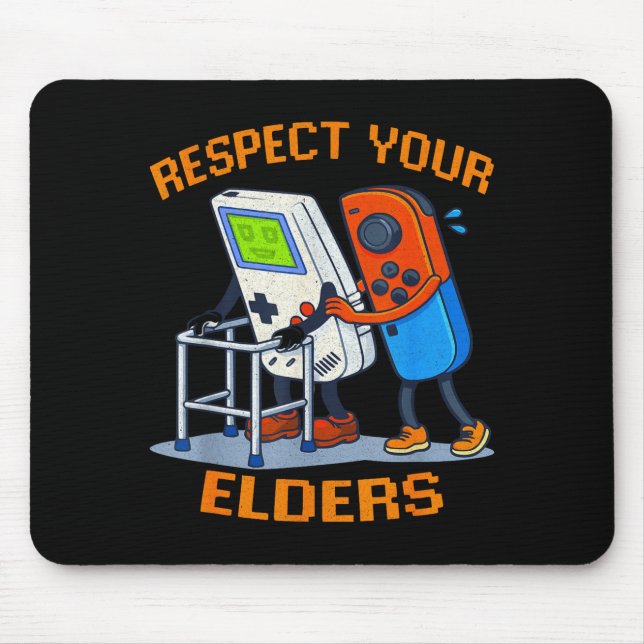 Tapis De Souris Respect Your Elders Retro Gaming Funny Gamer Contr (Devant)