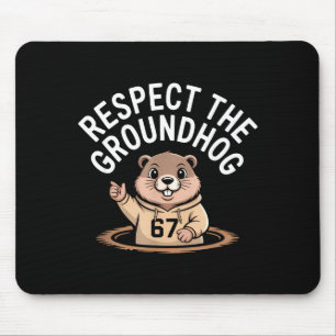 Tapis De Souris Respecter la marmotte drôle 67 mème six sept Grou