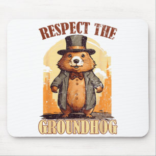Tapis De Souris Respectez le marmotte drôle de jour de la marmotte