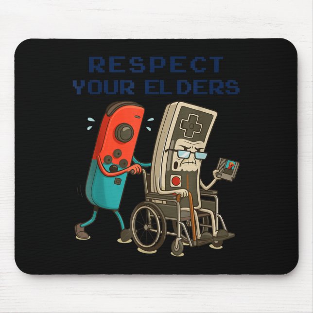 Tapis De Souris Respectez Vos Aînés Contrôle de jeu rétro Con (Devant)