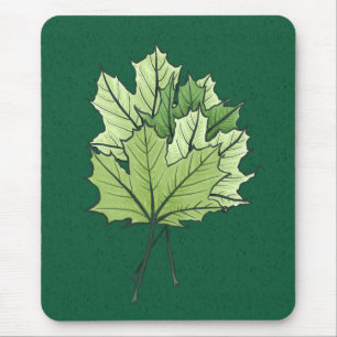 Tapis De Souris Ressort Feuille verte Nature Lover Art botanique
