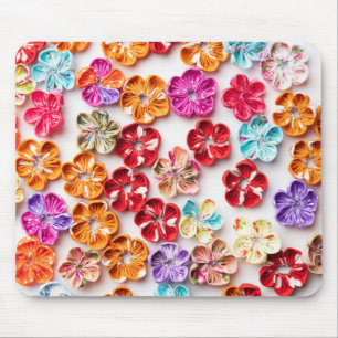 Tapis De Souris Ressort tissu cousu artisanal Fleurs Multicolor