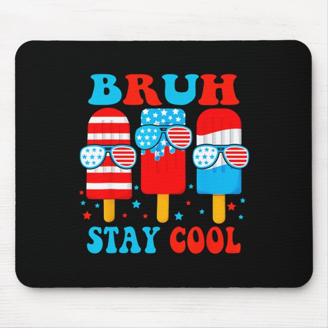 Tapis De Souris Restez Cool 4 juillet Popsicle Boys Hommes Usa Dra (Devant)