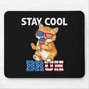Tapis De Souris Restez Cool Chat Popsicle Lover Drapeau américain
