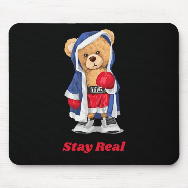 Tapis De Souris Restez Véritable Cool Boxing Ours Illustration Gra (Devant)