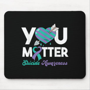 Tapis De Souris Restez vous Violet Turquoise Coeur Suicide Sensibi