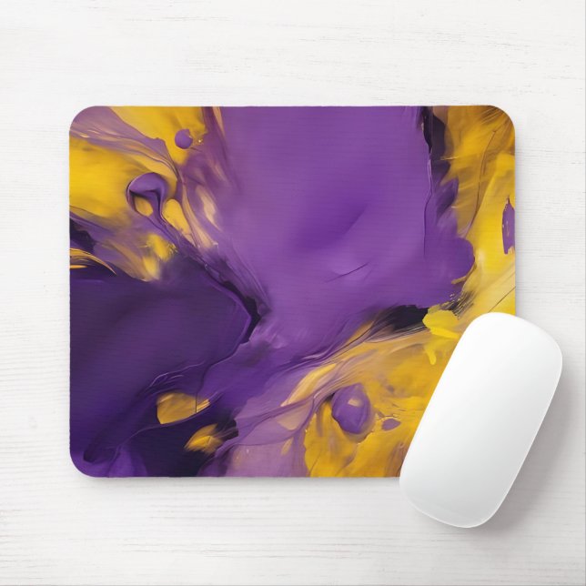 Tapis De Souris Résumé abstrait violet et or (Avec souris)