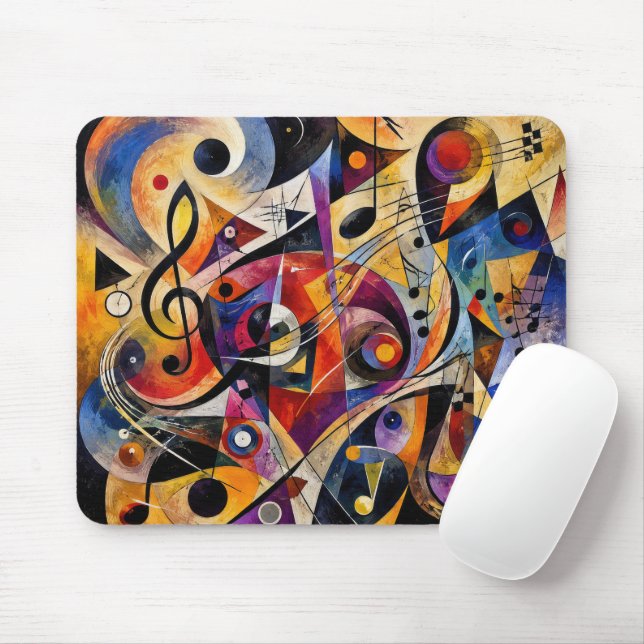 Tapis De Souris Résumé d'art abstrait musical de style Kandinsky  (Avec souris)