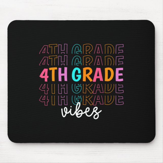 Tapis De Souris Retour à l'école 4e année Vibes Rétro Enseignant É (Devant)