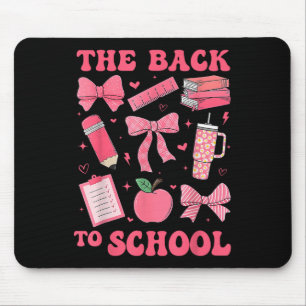 Tapis De Souris Retour À L'École Coquette Rose Bow Livre De Crayon