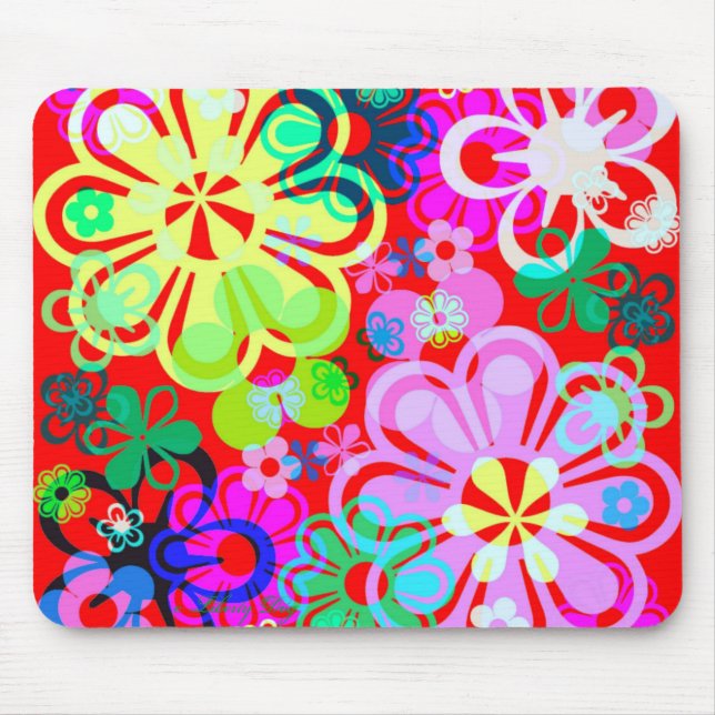 TAPIS DE SOURIS RETOUR À L'ÉCOLE - FLOWER POWER PSYCHÉDELIC MOUSEP (Devant)