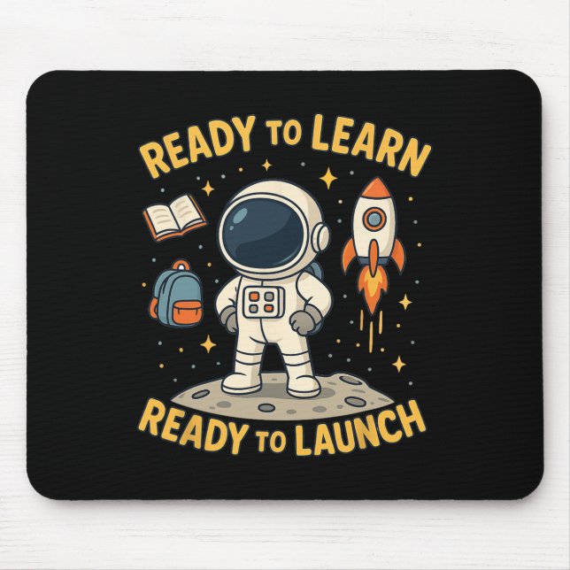 Tapis De Souris Retour à l'école lancement de fusée spatiale appre (Devant)