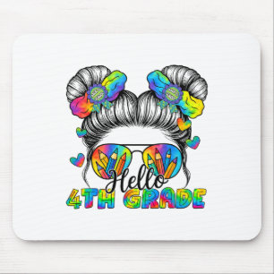 Tapis De Souris Retour à l'école Tie Dye Bonjour 4e année Chignon