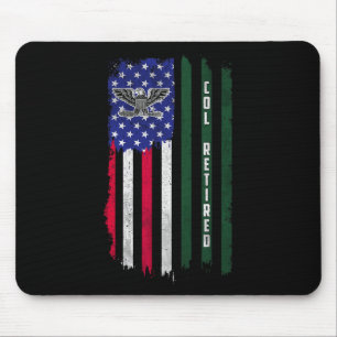 Tapis De Souris Retraité O6 Colonel Col Rank American Flag