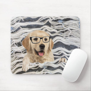 Tapis De Souris Retriever d'or avec lunettes