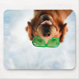 Tapis De Souris Retriever d'or avec lunettes de soleil vertes