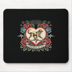 Tapis De Souris Retriever Heartbeat Tattoo Retro Rose Amoureux des