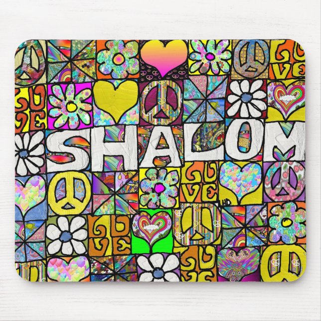 Tapis De Souris Retro 60s Psychedelic Shalom LOVE (Devant)