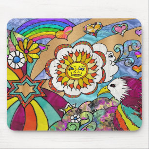 Tapis De Souris Retro 60s Psychedelic Sunshine Aigle Cadeaux
