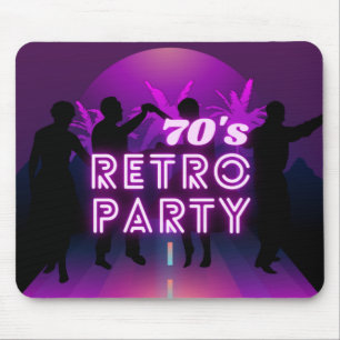Tapis De Souris Retro 80 s Disco Dance Party Neon Purple Funky