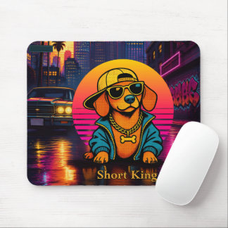 Tapis De Souris Retro 80s Short King Dachshund Mouse Pad