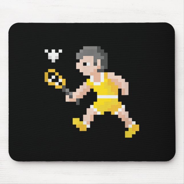 Tapis De Souris Retro 80s Video Game Pixel Art Badminton Player  (Devant)