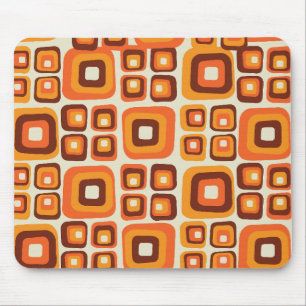 Tapis De Souris Rétro années 1970 milieu du siècle orange et brun