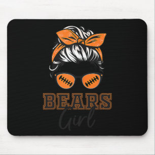 Tapis De Souris Retro Bears Girl Messy Bun Sports Fan Team Spirit